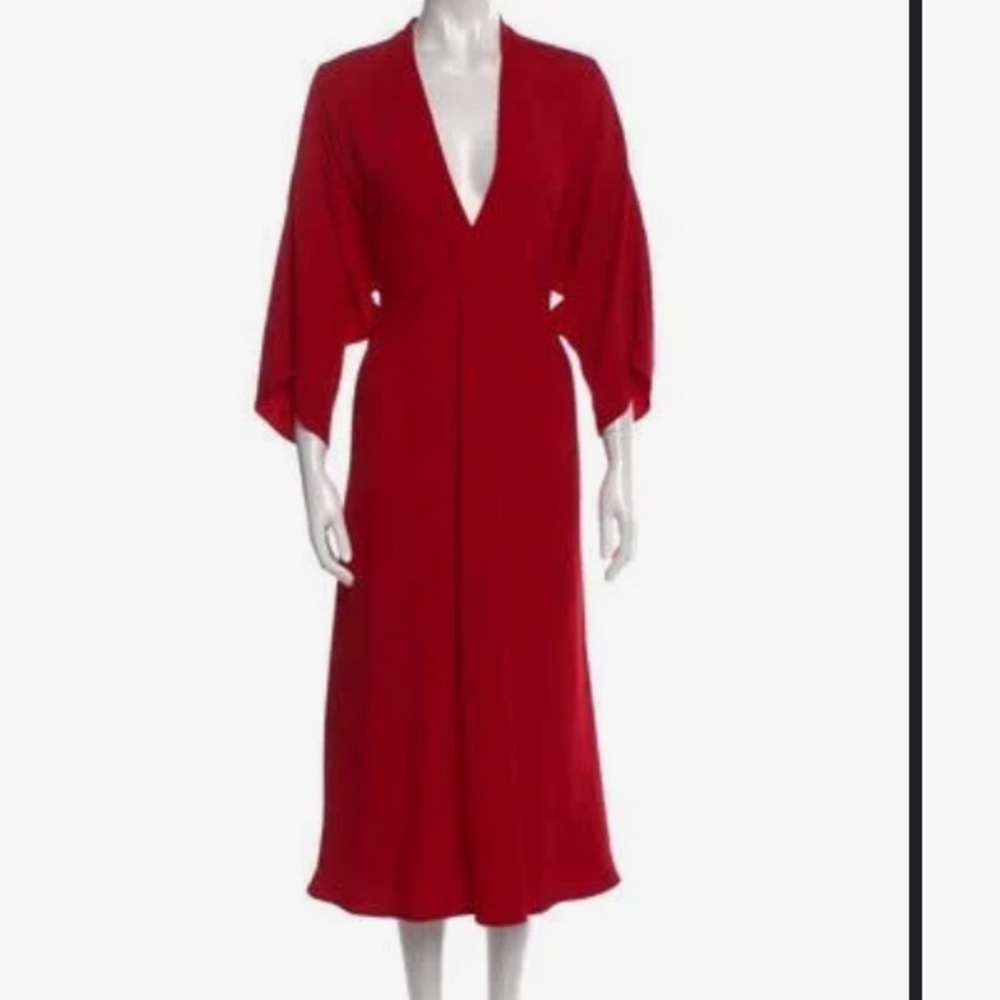 Tome plunging neckline red kimono dress sz 8